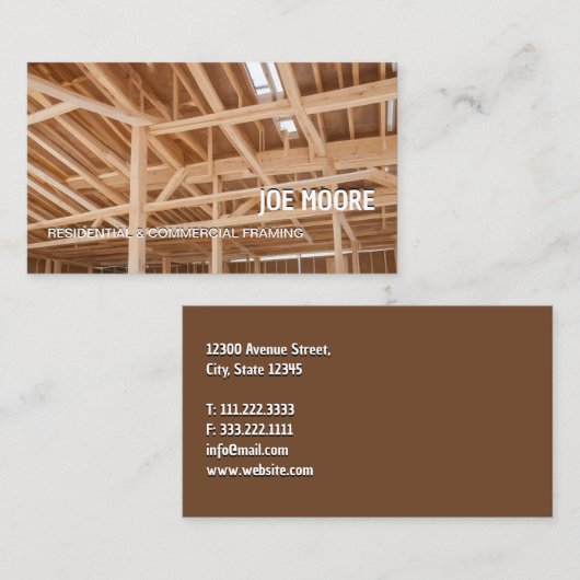 Framing Contractor Visitenkarte (Vorne/Hinten)