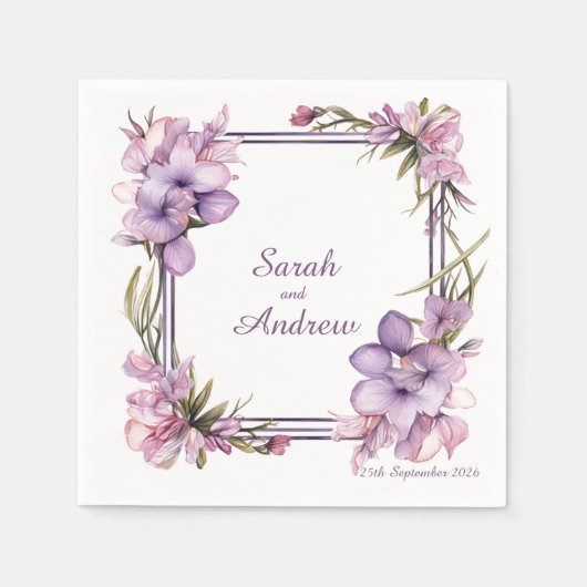 Framing Lilah Blume: Personalisierte Hochzeit von  Serviette (Vorderseite)