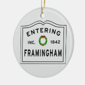Framingham, MA Holiday Wreath Keramik Ornament (Links)