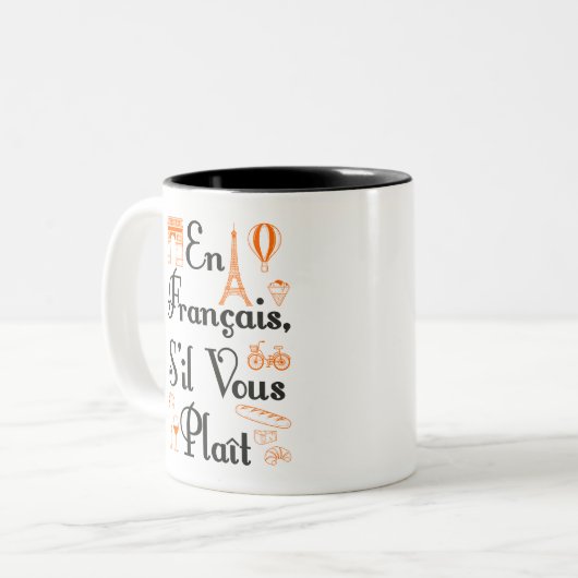 Francais S. il Vous Plait Französischer Lehrer Stu Zweifarbige Tasse (Vorderseite Links)