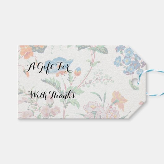 France 1830 Floral Antique Wallpaper Geschenkanhänger (Vorderseite (Horizontal))