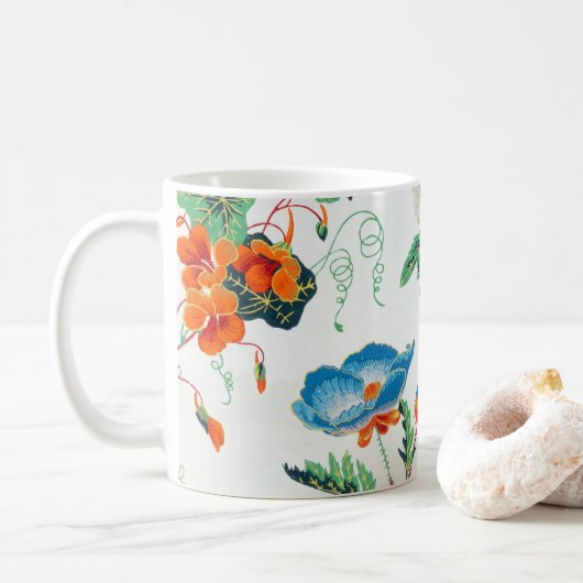 France 1830 Floral Antique Wallpaper Kaffeetasse (Mit Donut)
