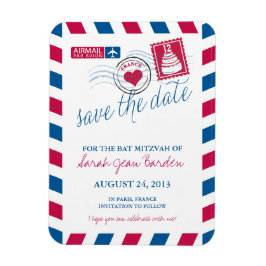FRANCE Air Mail Bat Mitzvah Save the Date 3x4 Magnet