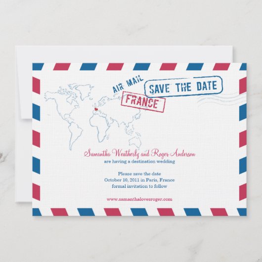 France Air Mail Wedding Save the Date (Vorderseite)