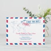 France Air Mail Wedding Save the Date (Stehend Vorderseite)