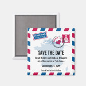 France Air Mail Wedding Save the Date Magnet (Vorderseite/Rückseite)