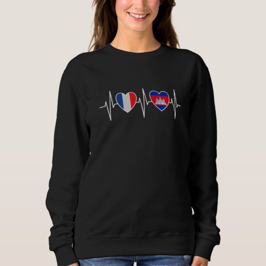 France And Cambodia Cambodian Flag Flag Premium Sweatshirt (Vorderseite)