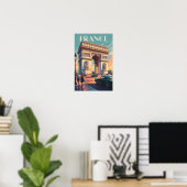 France Arc de Triomphe Travel Art Vintag Poster (Heimbüro)