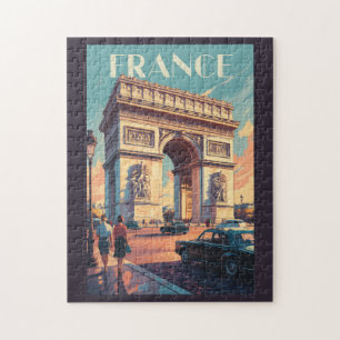 France Arc de Triomphe Travel Art Vintag Puzzle