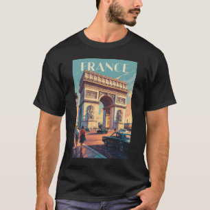 France Arc de Triomphe Travel Art Vintag T-Shirt