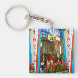 France Architecture Cityscape Street Restaurant Schlüsselanhänger