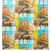 France Architecture French Street Old Car Paris Duschvorhang (Vorderseite)