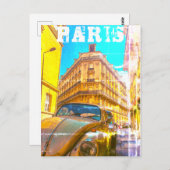 France Architecture French Street Old Car Paris Postkarte (Vorne/Hinten)