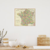 France Atlas Karte mit Bishops Poster (Küche)