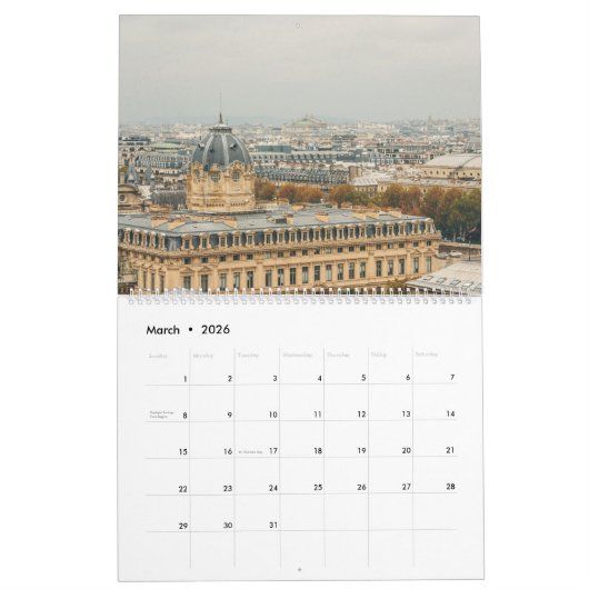 France Calendar Zuhause Art Wanduhr Kalender (Mär 2026)