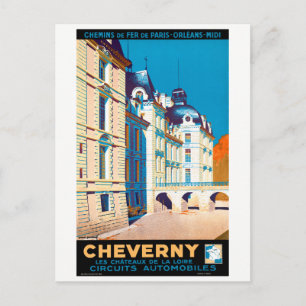 France Cheverny Restured Vintage Travel Poster Postkarte