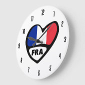 France Country Code FRA Flag Herz Große Wanduhr (Winkel)
