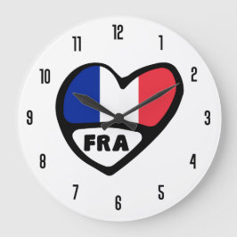 France Country Code FRA Flag Herz Große Wanduhr