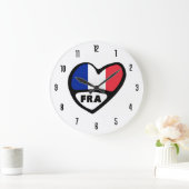 France Country Code FRA Flag Herz Große Wanduhr (Zuhause)