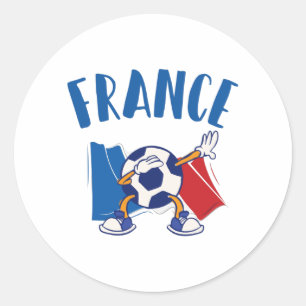 France Dabbing Soccer Ball Flag Runder Aufkleber