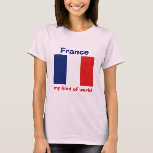 France Flag + Karte + Text T - Shirt