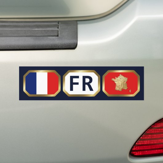France Flag Map Code Bumper Sticker Autoaufkleber (Auf Auto)