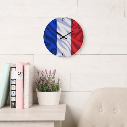 France Flag Wall Clock (Illustrated Version) Große Wanduhr (Lesesaal)