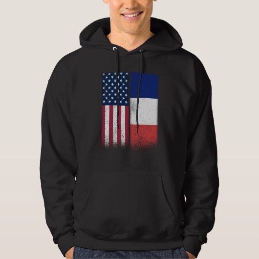 France French American Flags Proud USA France Hoodie (Vorderseite)