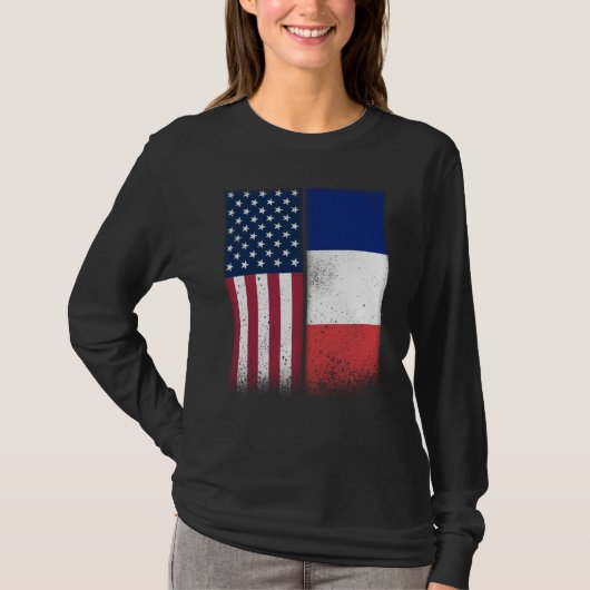 France French American Flags Proud USA France T-Shirt (Vorderseite)