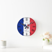 France & French Flag patriots / wall clock Runde Wanduhr (Zuhause)