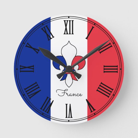 France & French Flag patriots / wall clock Runde Wanduhr (Vorderseite)