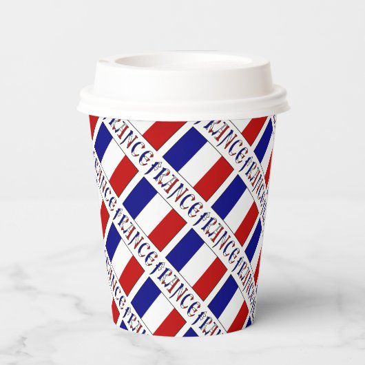 France French Flag Tiled Blue Personalized Name Pappbecher (Rückseite)