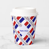 France French Flag Tiled Blue Personalized Name Pappbecher (Vorderseite)
