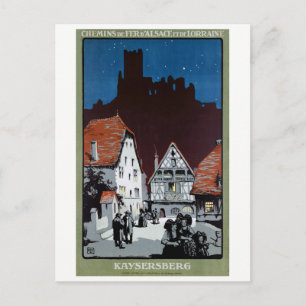 France Kaysersberg Restured Vintage Travel Poster Postkarte