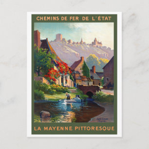 France Mayenne Restoring Vintage Travel Poster Postkarte