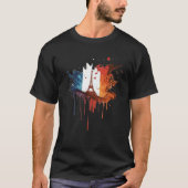 France Paris Abstract Splatter French Flag Eiffel T-Shirt (Vorderseite)