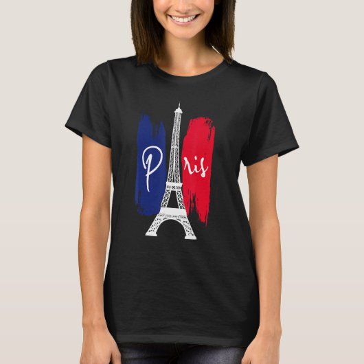 France Paris Eiffel Tower French flag T-Shirt (Vorderseite)