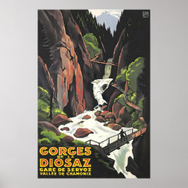 France Poster French Art Les Houches Gorges Print 