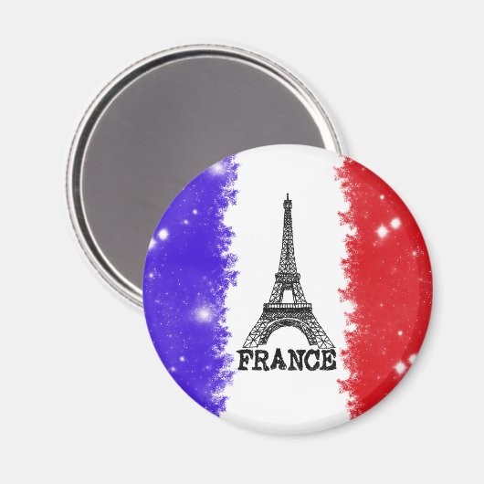 France Round Magnet (Vorderseite/Rückseite)