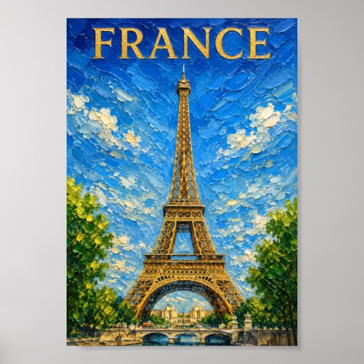 France: Sunny Eiffel Tower Art Souvenir Poster (Vorne)
