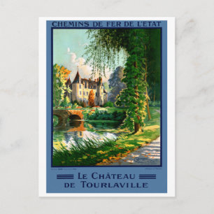 France Tourlaville Restured Vintage Travel Poster Postkarte