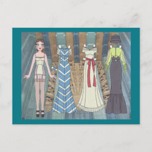 Frances, Art Deco Lady of 1937 Paper Doll Postcard Postkarte