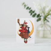 Frances Brundage: Hexe auf Sichel-Mond Visitenkarte (Stehend Vorderseite)