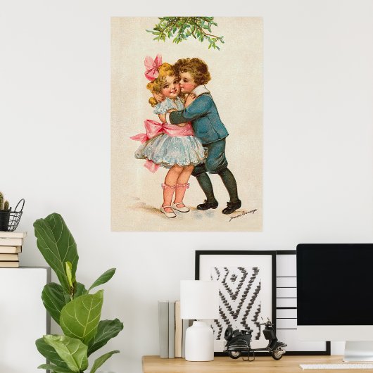 Frances Brundage - Kinder unter Mistletoe Poster (Heimbüro)