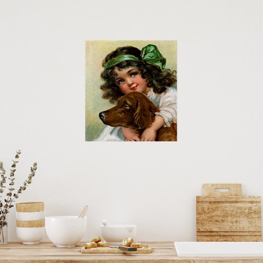 Frances Brundage: Mädchen mit Hund Poster (Küche)