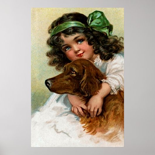Frances Brundage: Mädchen mit Hund Poster (Vorne)