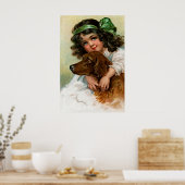Frances Brundage: Mädchen mit Hund Poster (Küche)