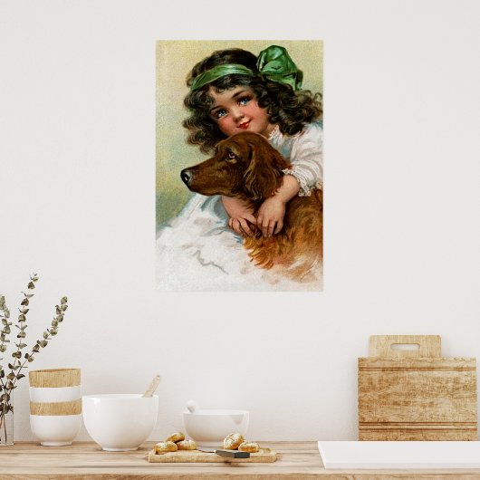 Frances Brundage: Mädchen mit Hund Poster (Küche)
