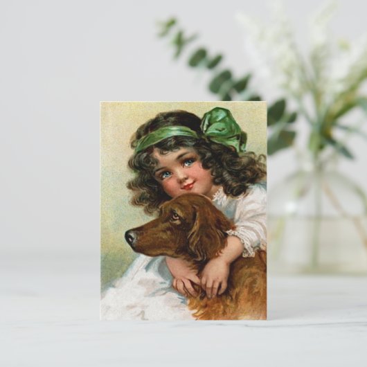 Frances Brundage: Mädchen mit Hund Postkarte (Stehend Vorderseite)