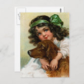 Frances Brundage: Mädchen mit Hund Postkarte (Vorne/Hinten)